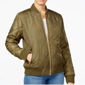 OLIVE Green Quilted Bomber Jacket